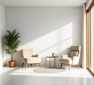 Intérieur remis à neuf après rénovation.